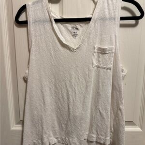 J. Crew Women's White V-Neck Pocket Tank